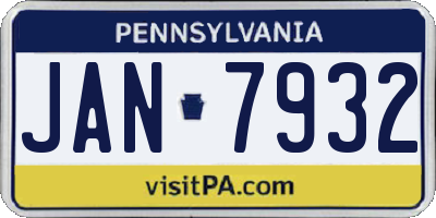 PA license plate JAN7932