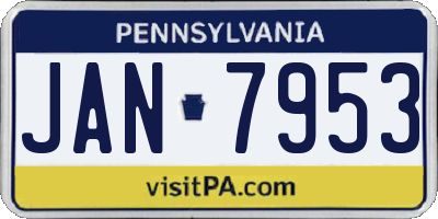 PA license plate JAN7953