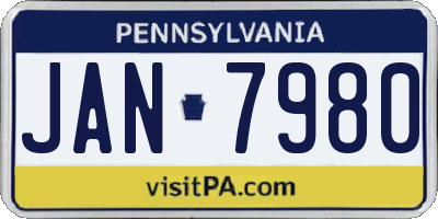 PA license plate JAN7980