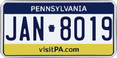 PA license plate JAN8019