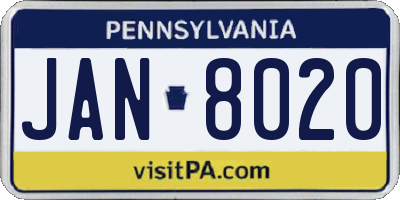 PA license plate JAN8020