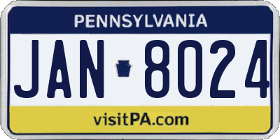 PA license plate JAN8024
