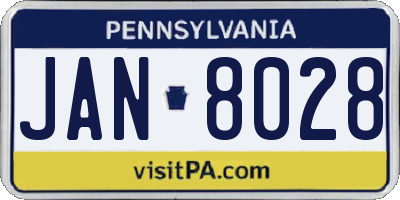 PA license plate JAN8028