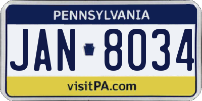 PA license plate JAN8034