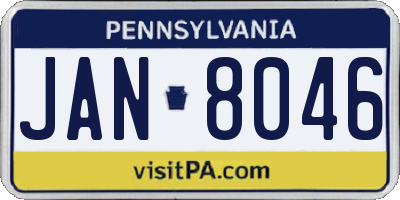 PA license plate JAN8046