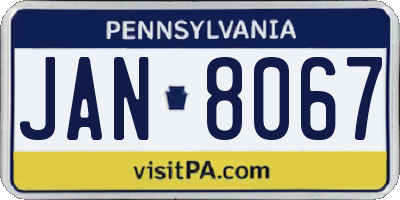 PA license plate JAN8067