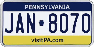 PA license plate JAN8070