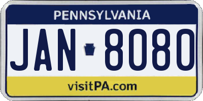 PA license plate JAN8080