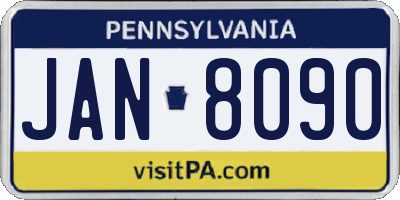 PA license plate JAN8090