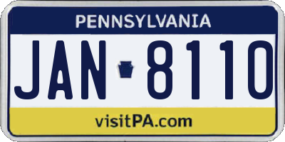 PA license plate JAN8110