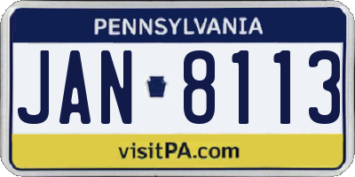PA license plate JAN8113