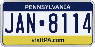 PA license plate JAN8114