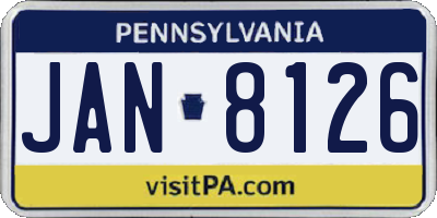 PA license plate JAN8126
