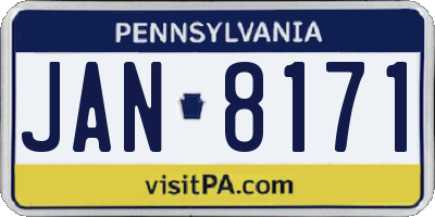 PA license plate JAN8171