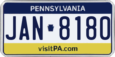 PA license plate JAN8180