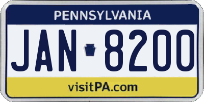 PA license plate JAN8200