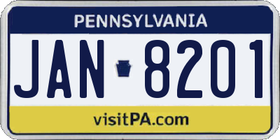 PA license plate JAN8201