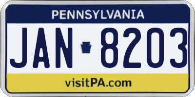 PA license plate JAN8203