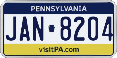 PA license plate JAN8204