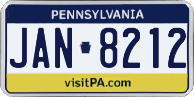 PA license plate JAN8212