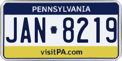 PA license plate JAN8219