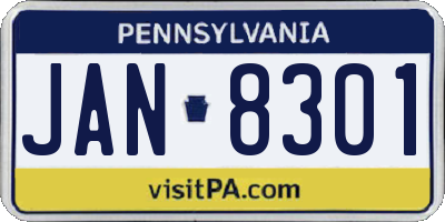 PA license plate JAN8301