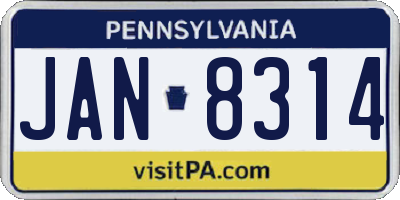 PA license plate JAN8314