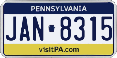 PA license plate JAN8315