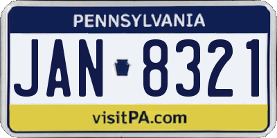 PA license plate JAN8321