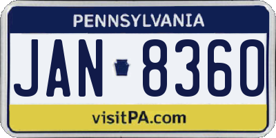 PA license plate JAN8360