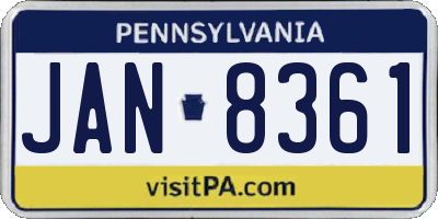 PA license plate JAN8361