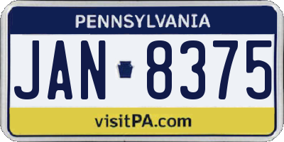 PA license plate JAN8375