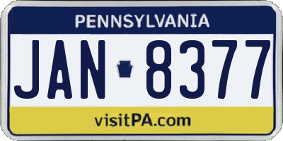 PA license plate JAN8377