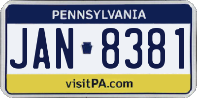 PA license plate JAN8381
