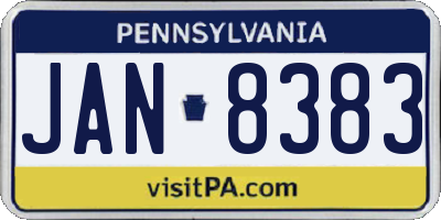 PA license plate JAN8383