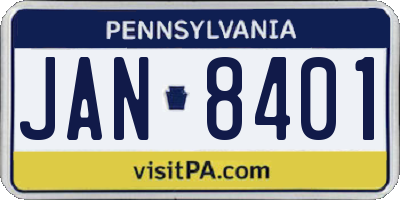PA license plate JAN8401