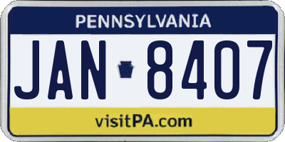 PA license plate JAN8407
