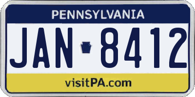 PA license plate JAN8412