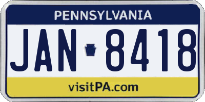PA license plate JAN8418