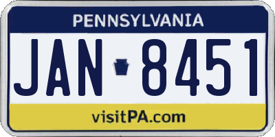 PA license plate JAN8451