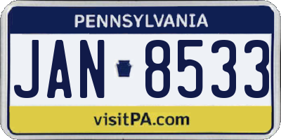 PA license plate JAN8533