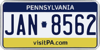 PA license plate JAN8562