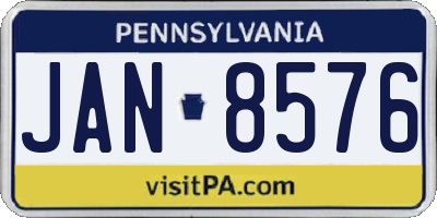 PA license plate JAN8576