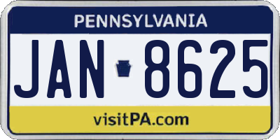 PA license plate JAN8625