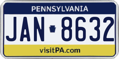 PA license plate JAN8632