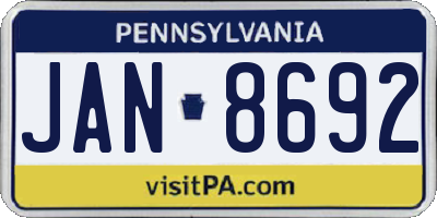 PA license plate JAN8692