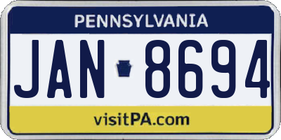 PA license plate JAN8694