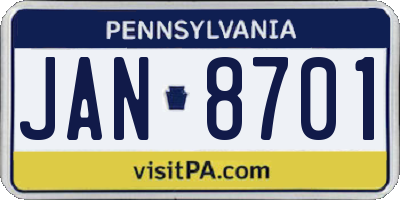 PA license plate JAN8701