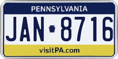 PA license plate JAN8716
