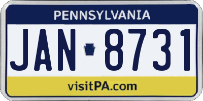 PA license plate JAN8731
